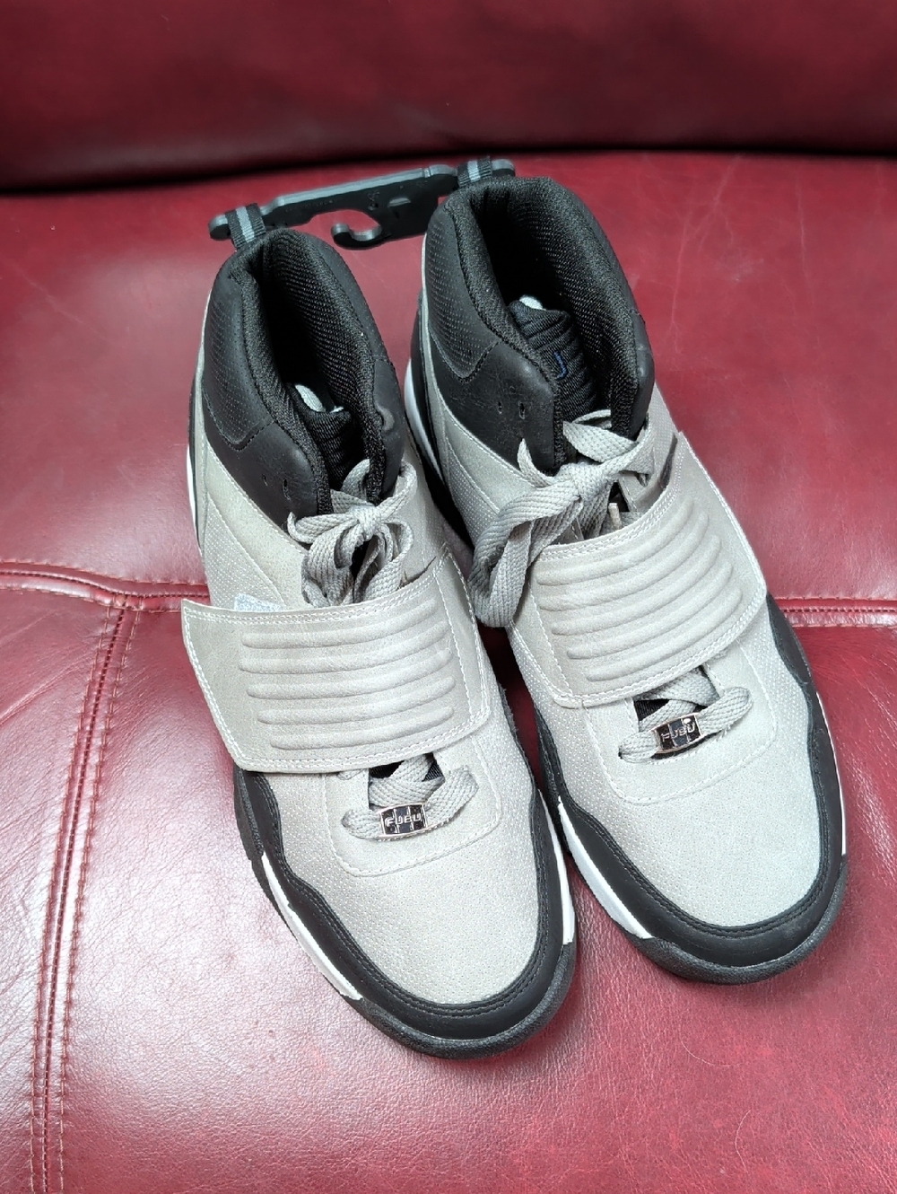 Fubu Men's Gray and Black Athletic Strap Sneakers Shoes Nwt Size 8